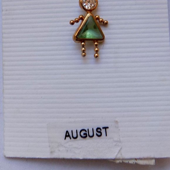 New 14 kt Gold Girl August Birthstone Pendant Charm - Picture 2 of 2